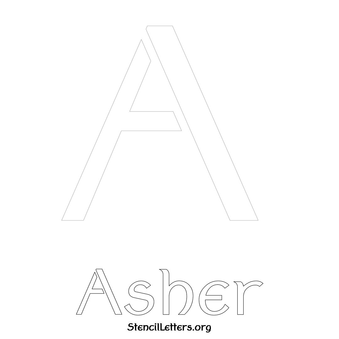 Asher printable name initial stencil in Ancient Lettering