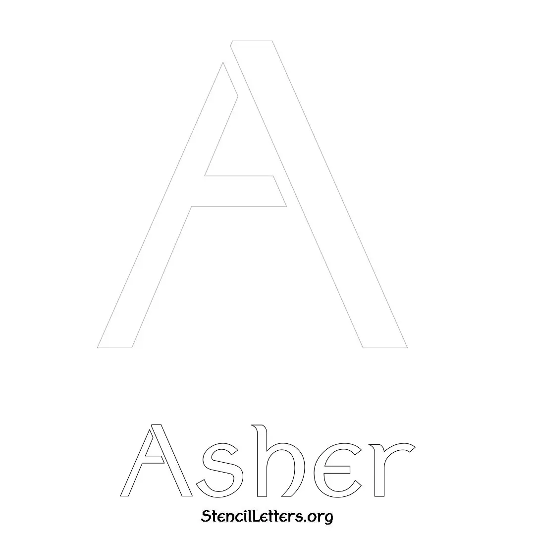 Asher Free Printable Name Stencils with 6 Unique Typography Styles and Lettering Bridges