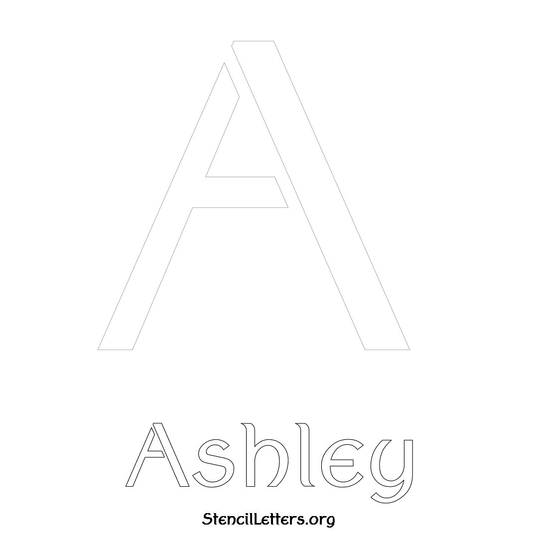 Ashley printable name initial stencil in Ancient Lettering