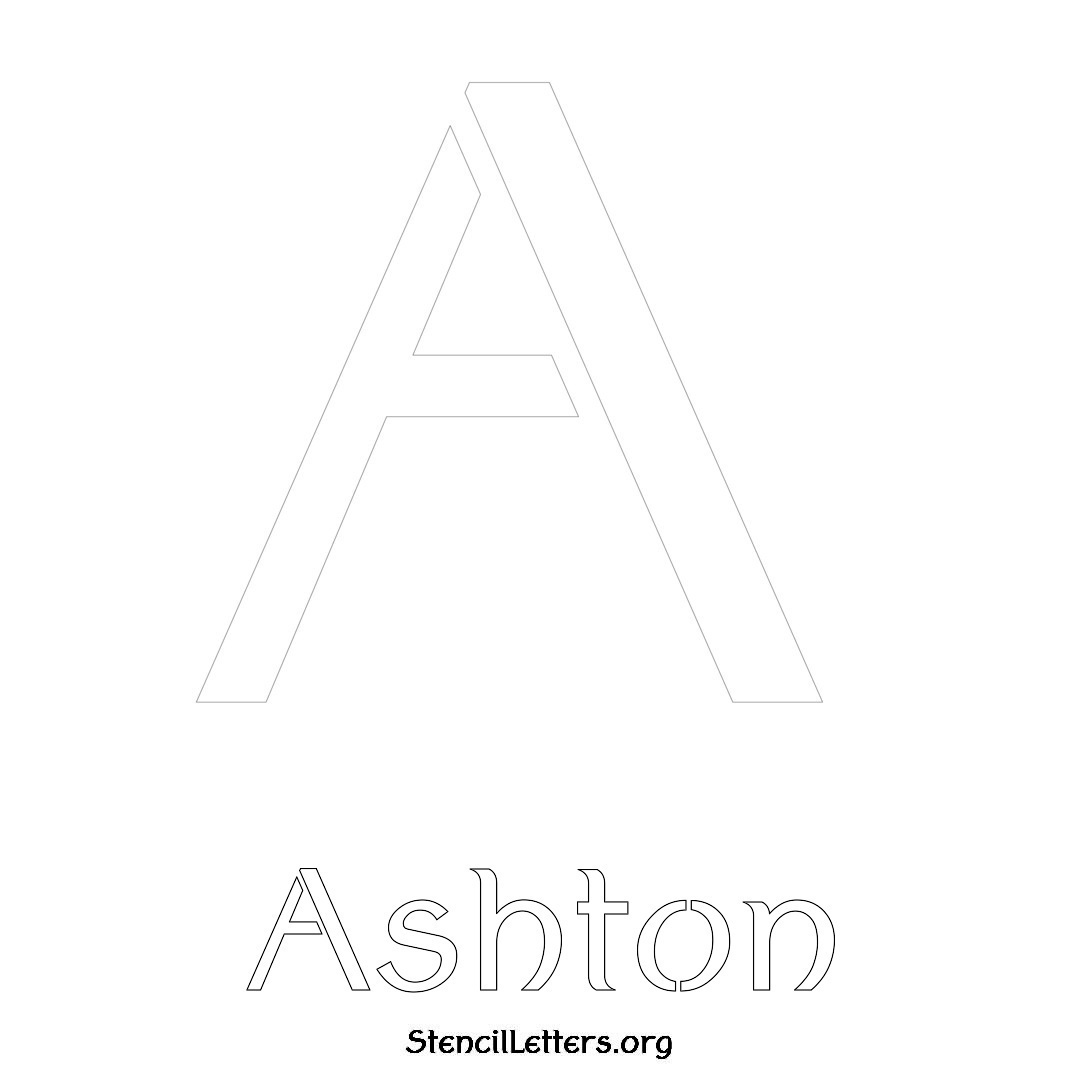 Ashton printable name initial stencil in Ancient Lettering