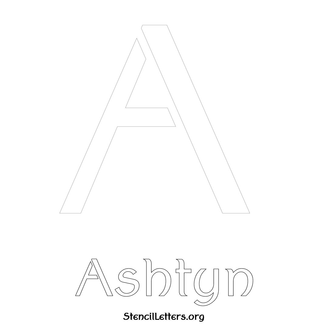 Ashtyn printable name initial stencil in Ancient Lettering