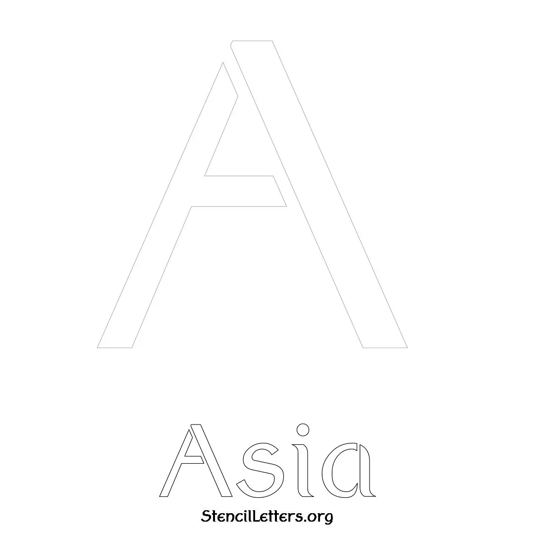 Asia Free Printable Name Stencils with 6 Unique Typography Styles and Lettering Bridges