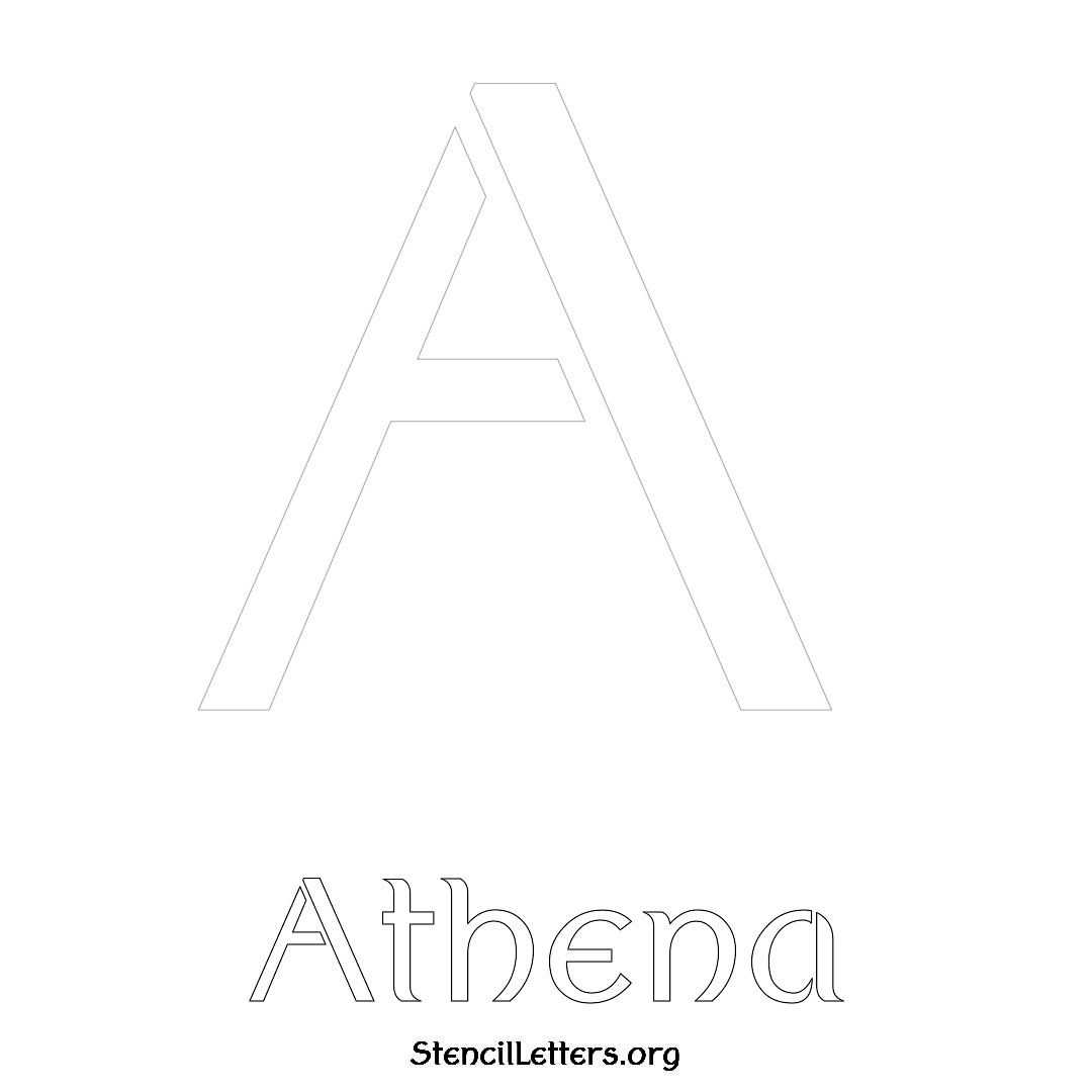 Athena printable name initial stencil in Ancient Lettering