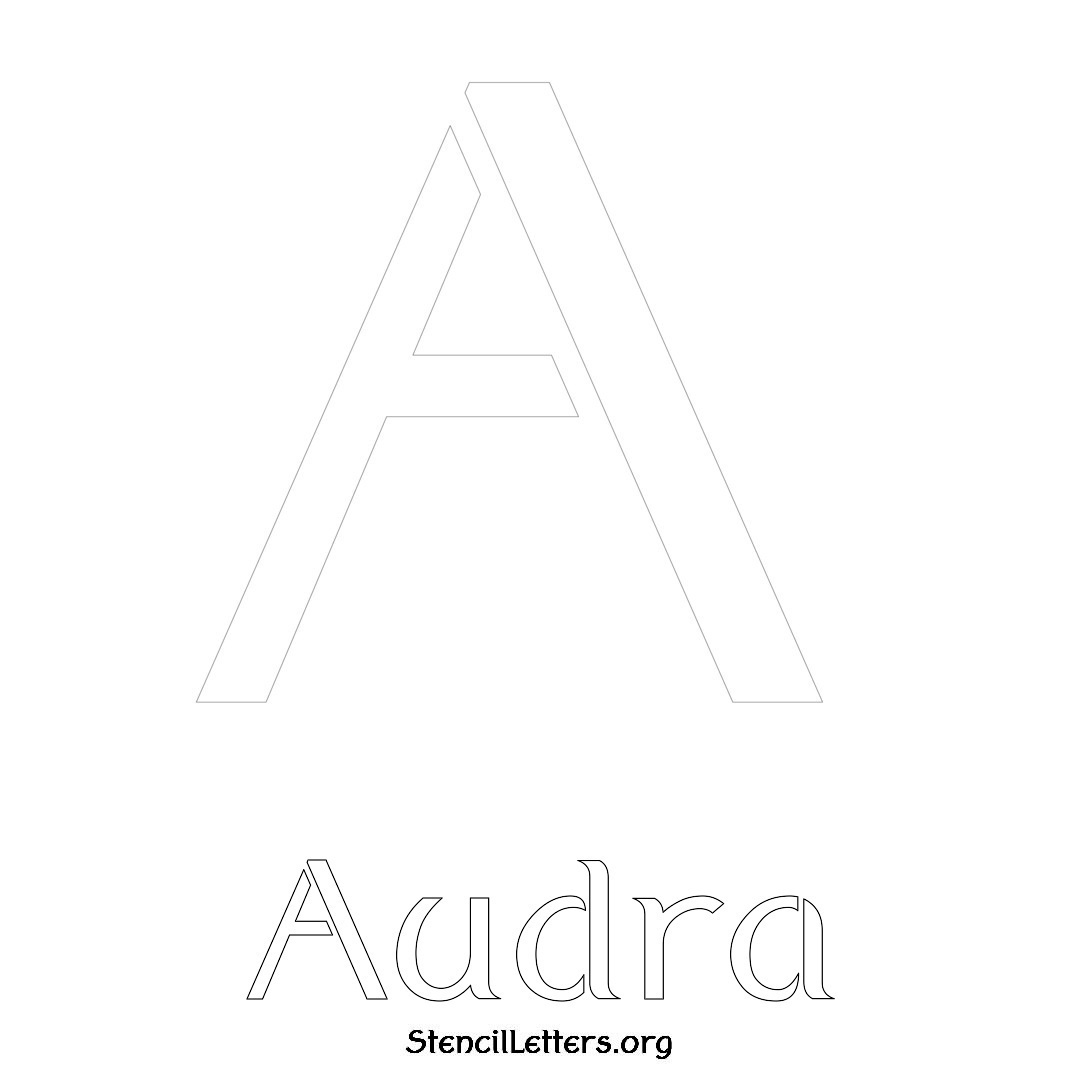 Audra printable name initial stencil in Ancient Lettering