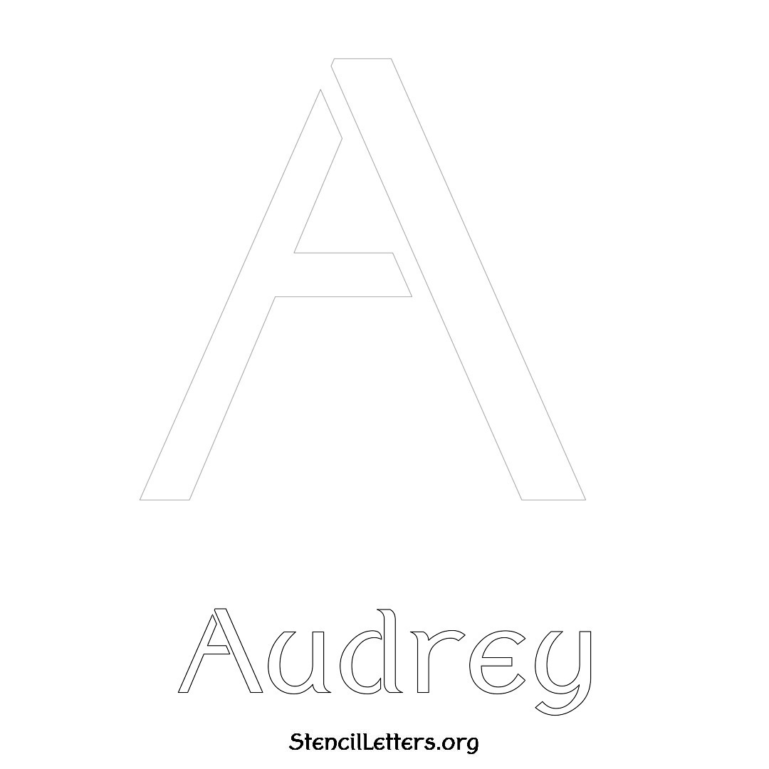 Audrey printable name initial stencil in Ancient Lettering