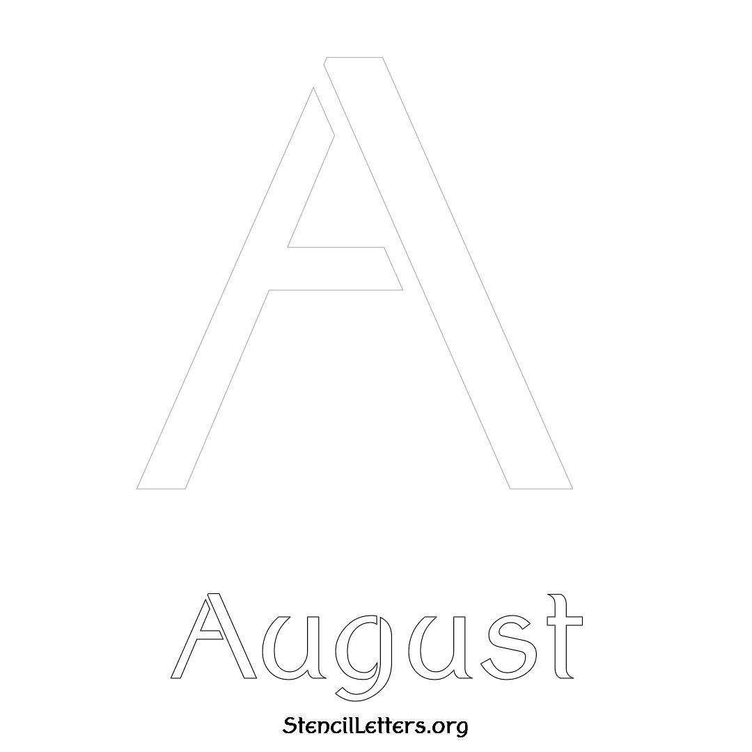 August printable name initial stencil in Ancient Lettering