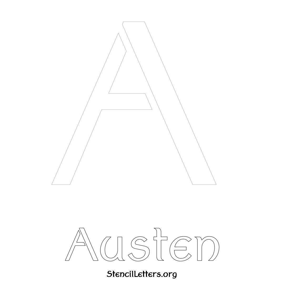 Austen printable name initial stencil in Ancient Lettering