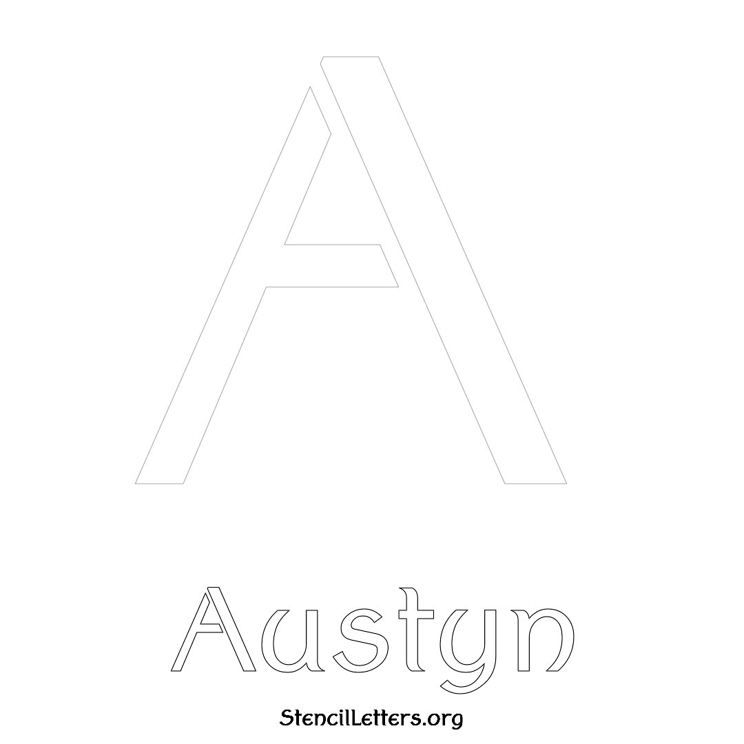 Austyn printable name initial stencil in Ancient Lettering