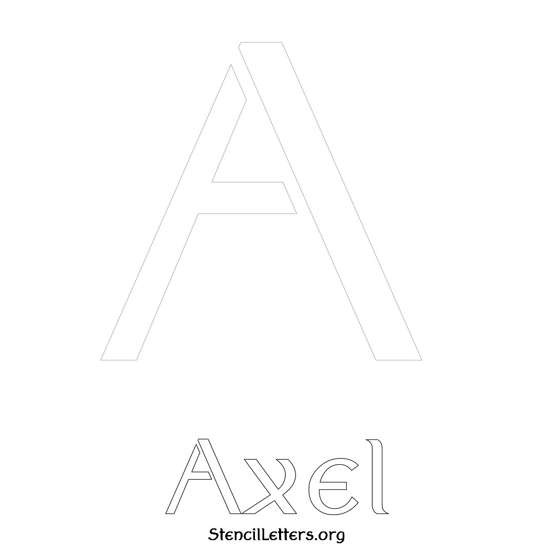 Axel printable name initial stencil in Ancient Lettering