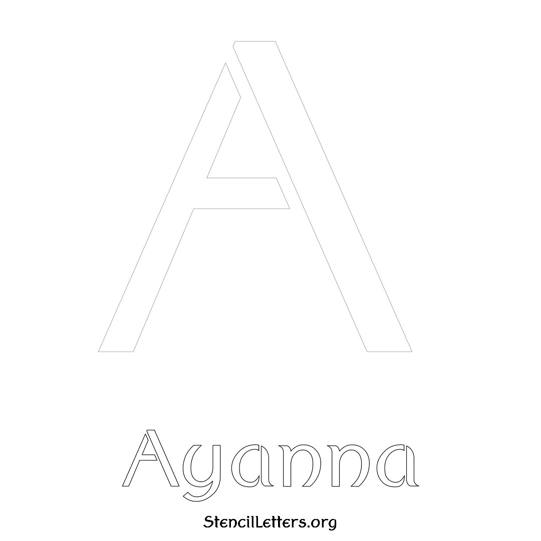 Ayanna printable name initial stencil in Ancient Lettering