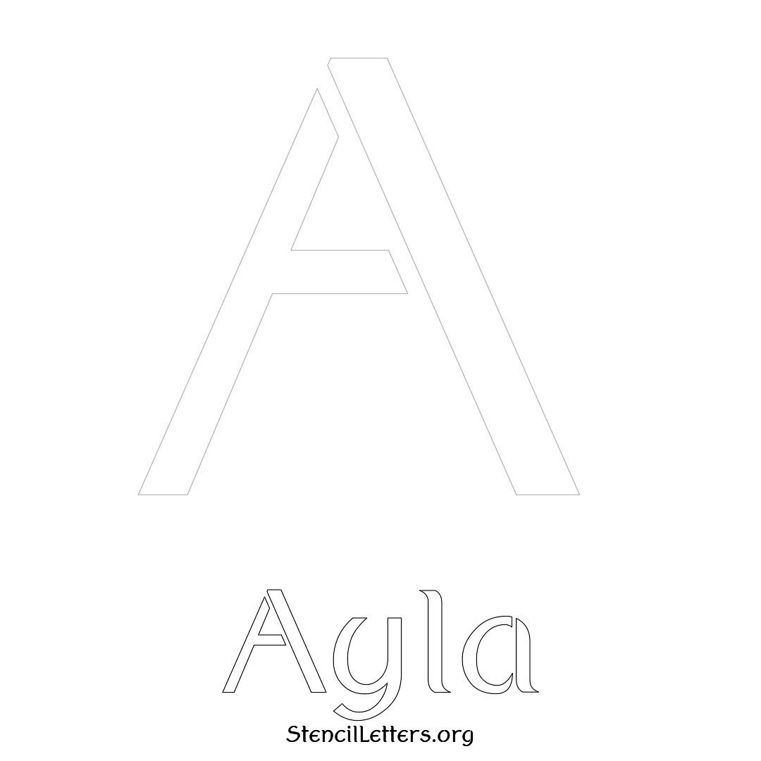 Ayla printable name initial stencil in Ancient Lettering