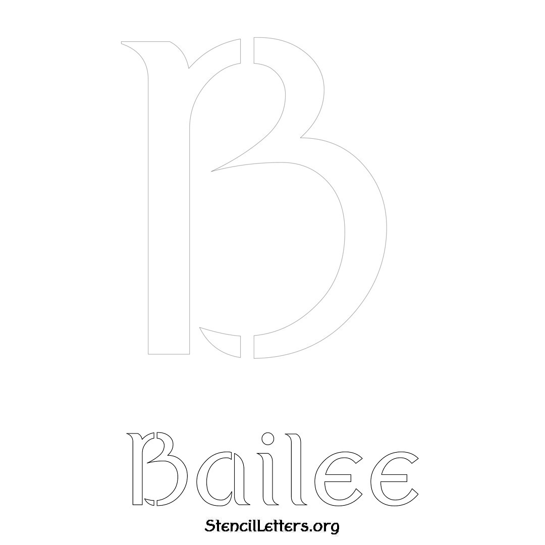 Bailee printable name initial stencil in Ancient Lettering