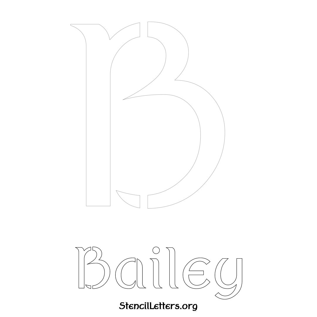 Bailey printable name initial stencil in Ancient Lettering