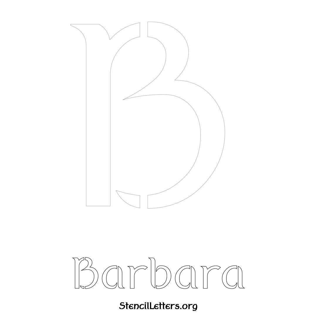 Barbara printable name initial stencil in Ancient Lettering