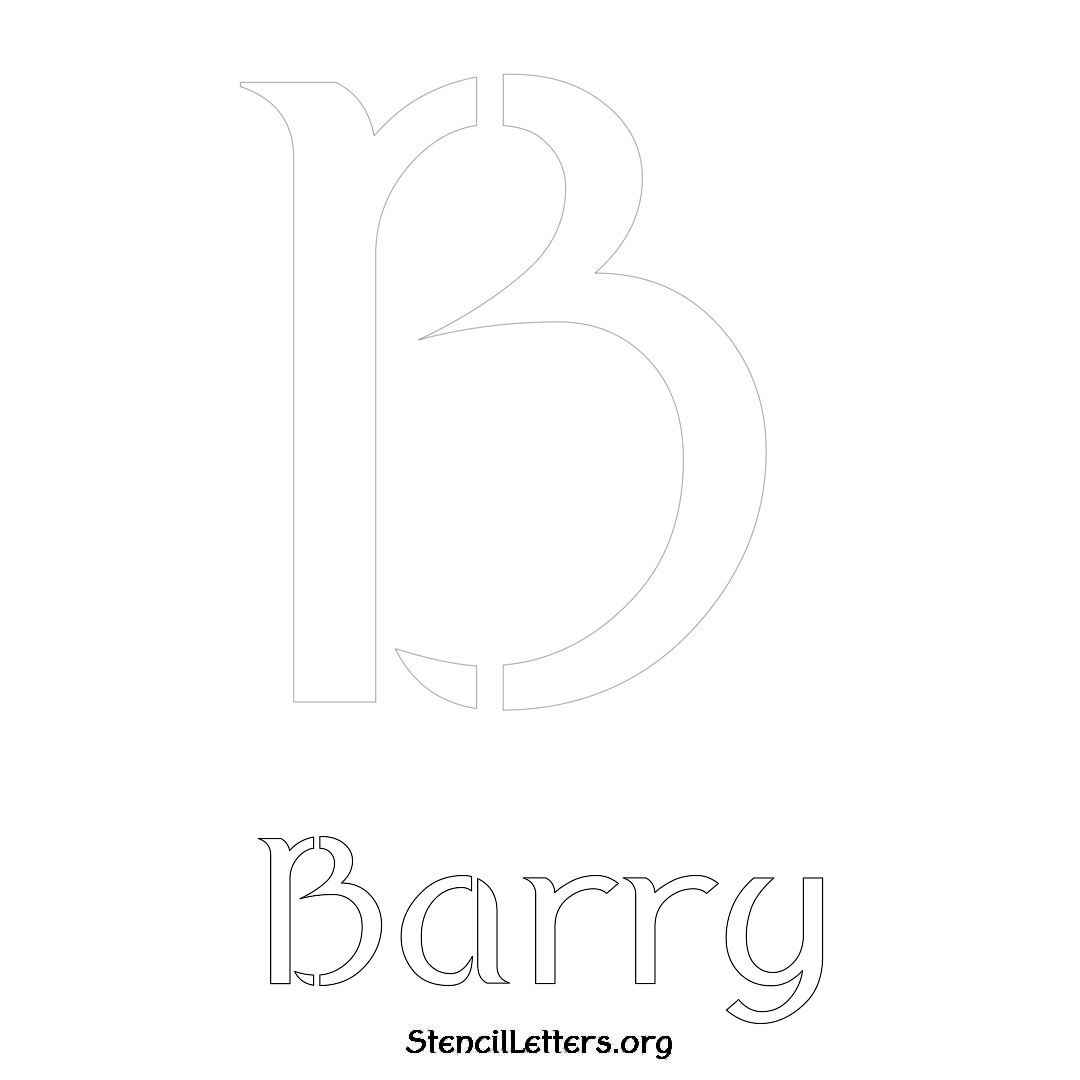 Barry printable name initial stencil in Ancient Lettering