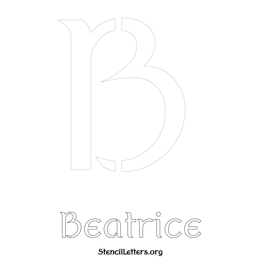 Beatrice printable name initial stencil in Ancient Lettering