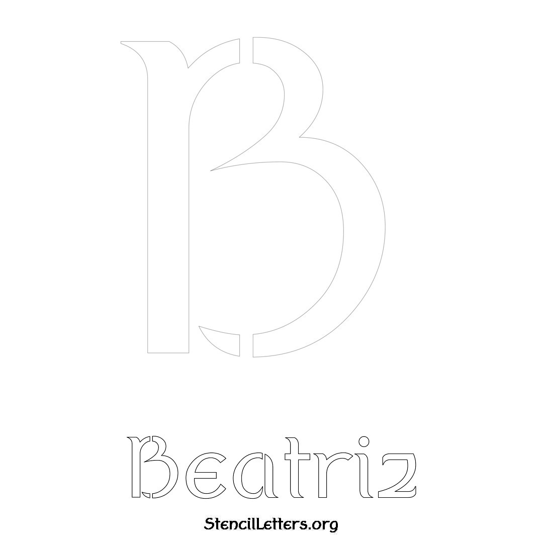 Beatriz printable name initial stencil in Ancient Lettering