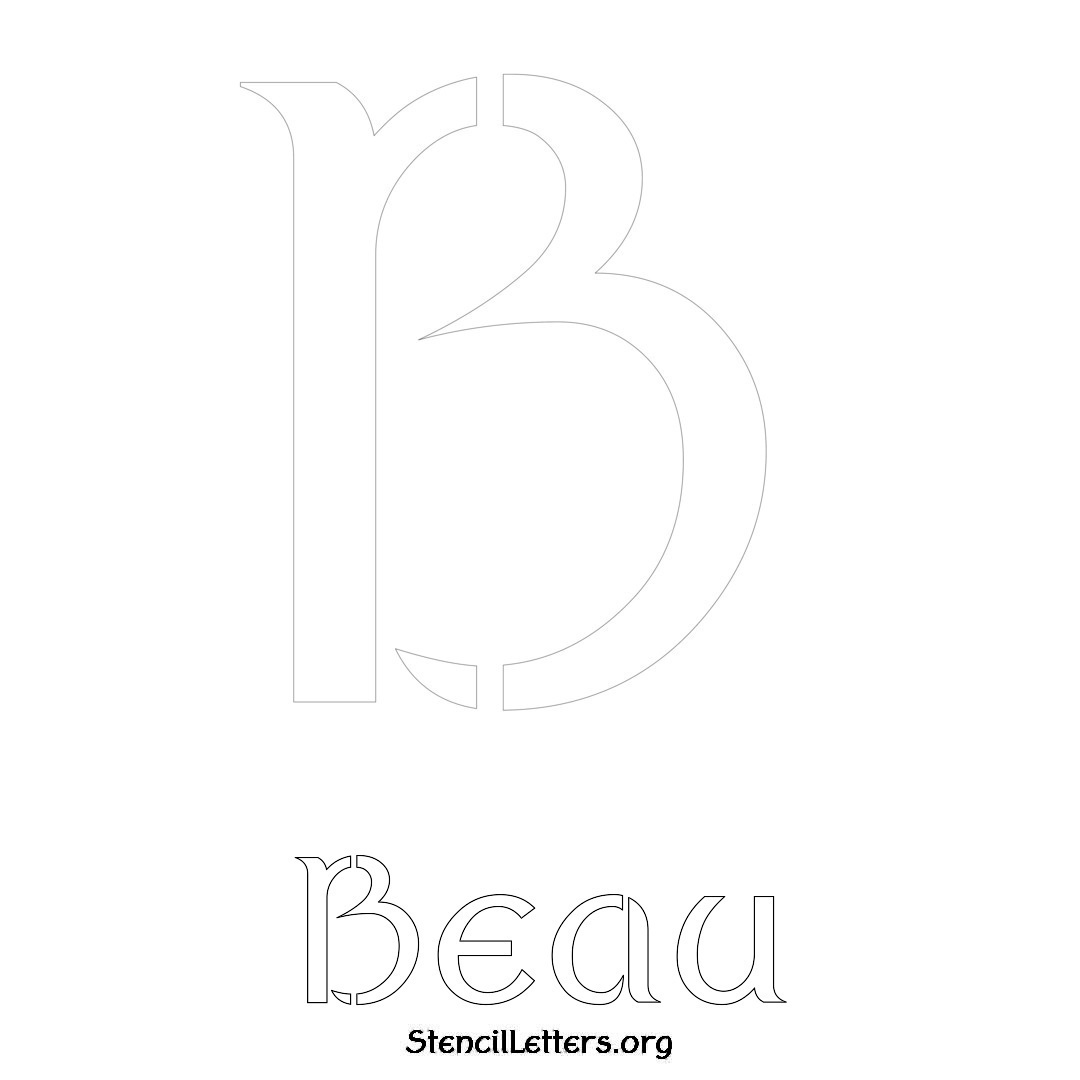 Beau printable name initial stencil in Ancient Lettering