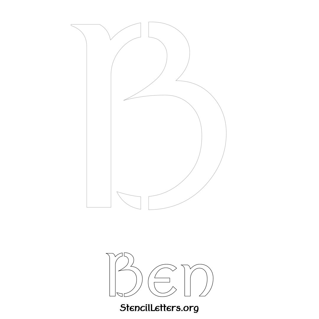 Ben printable name initial stencil in Ancient Lettering