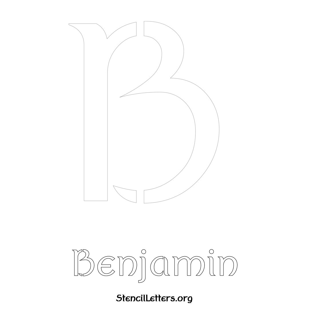 Benjamin printable name initial stencil in Ancient Lettering