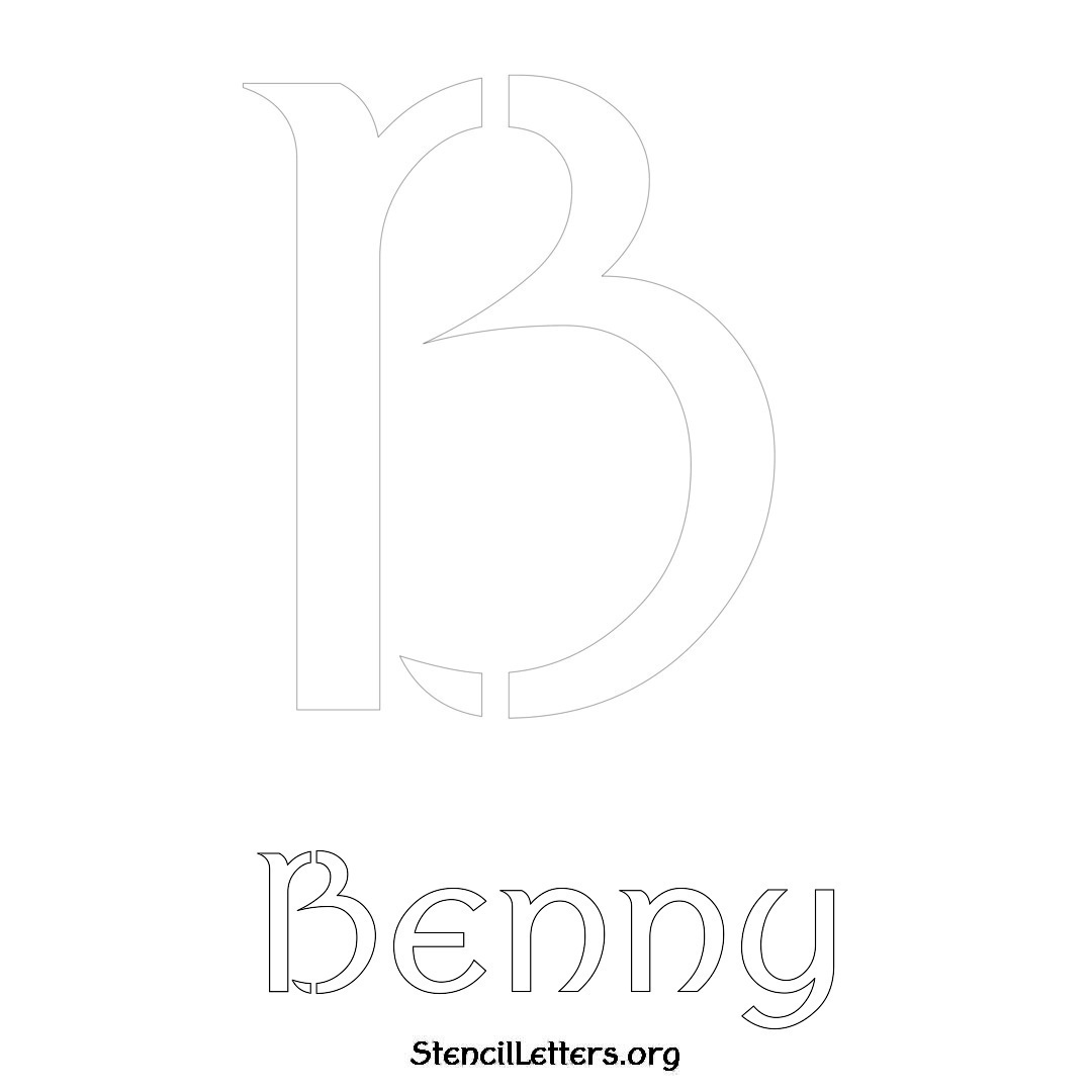 Benny printable name initial stencil in Ancient Lettering