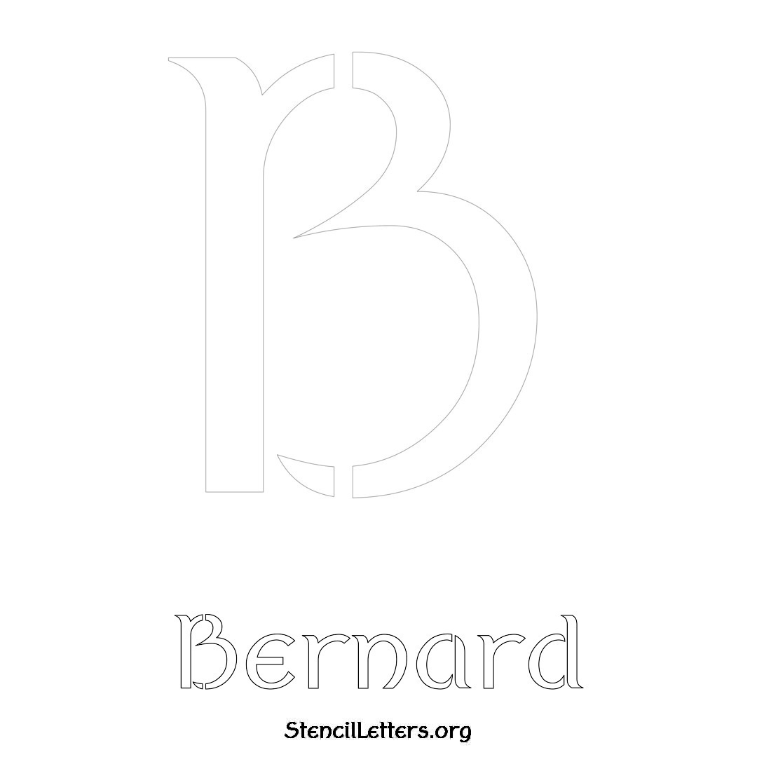 Bernard printable name initial stencil in Ancient Lettering