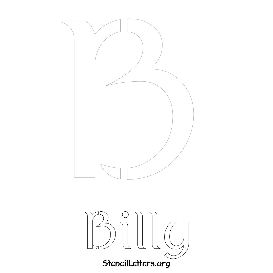 Billy printable name initial stencil in Ancient Lettering
