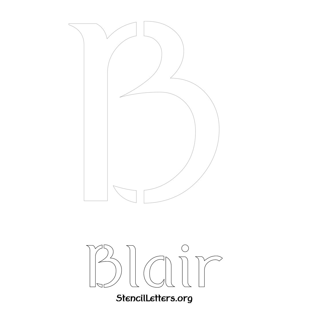 Blair printable name initial stencil in Ancient Lettering