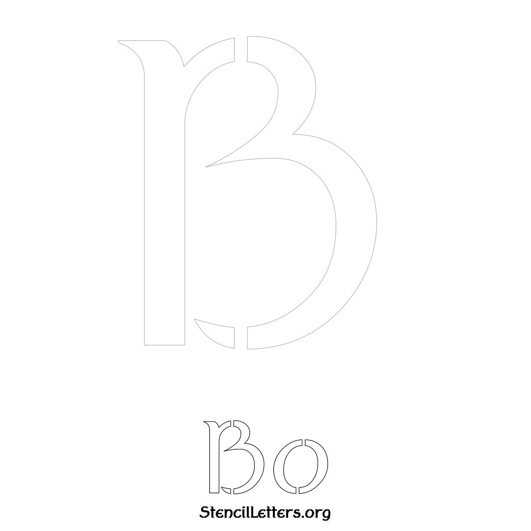 Bo printable name initial stencil in Ancient Lettering