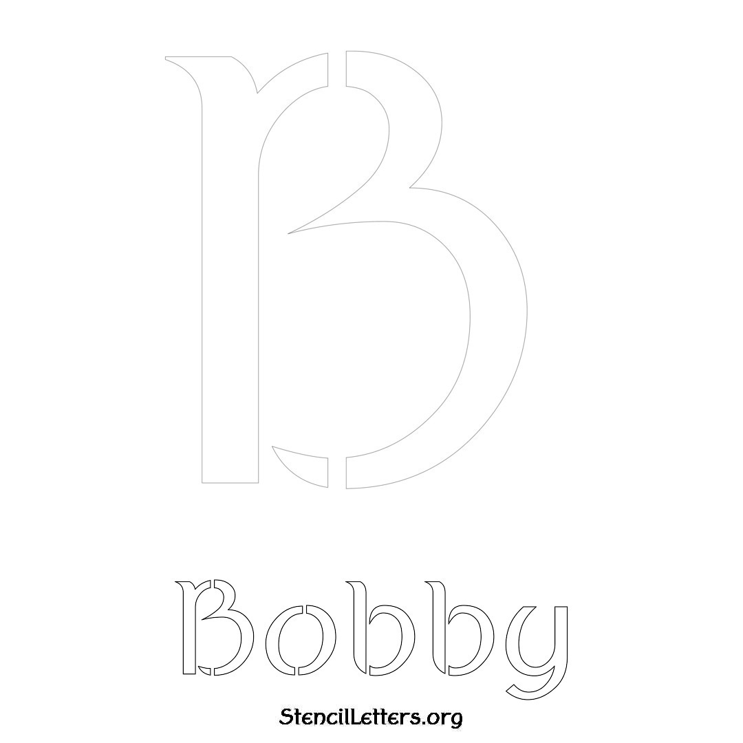 Bobby printable name initial stencil in Ancient Lettering