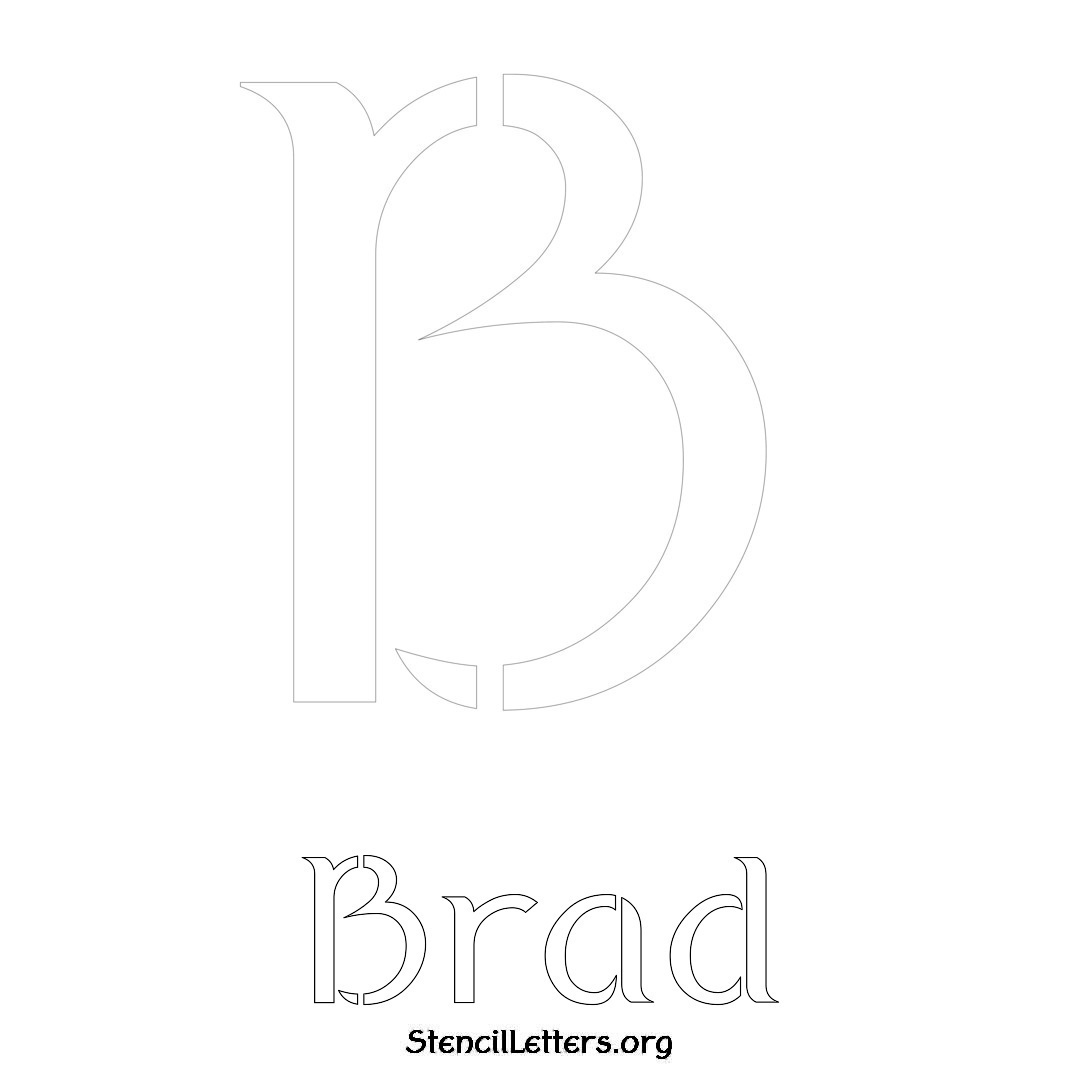 Brad printable name initial stencil in Ancient Lettering