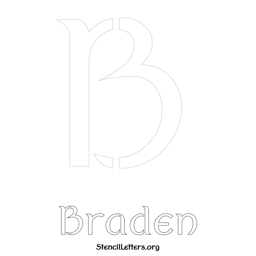 Braden printable name initial stencil in Ancient Lettering