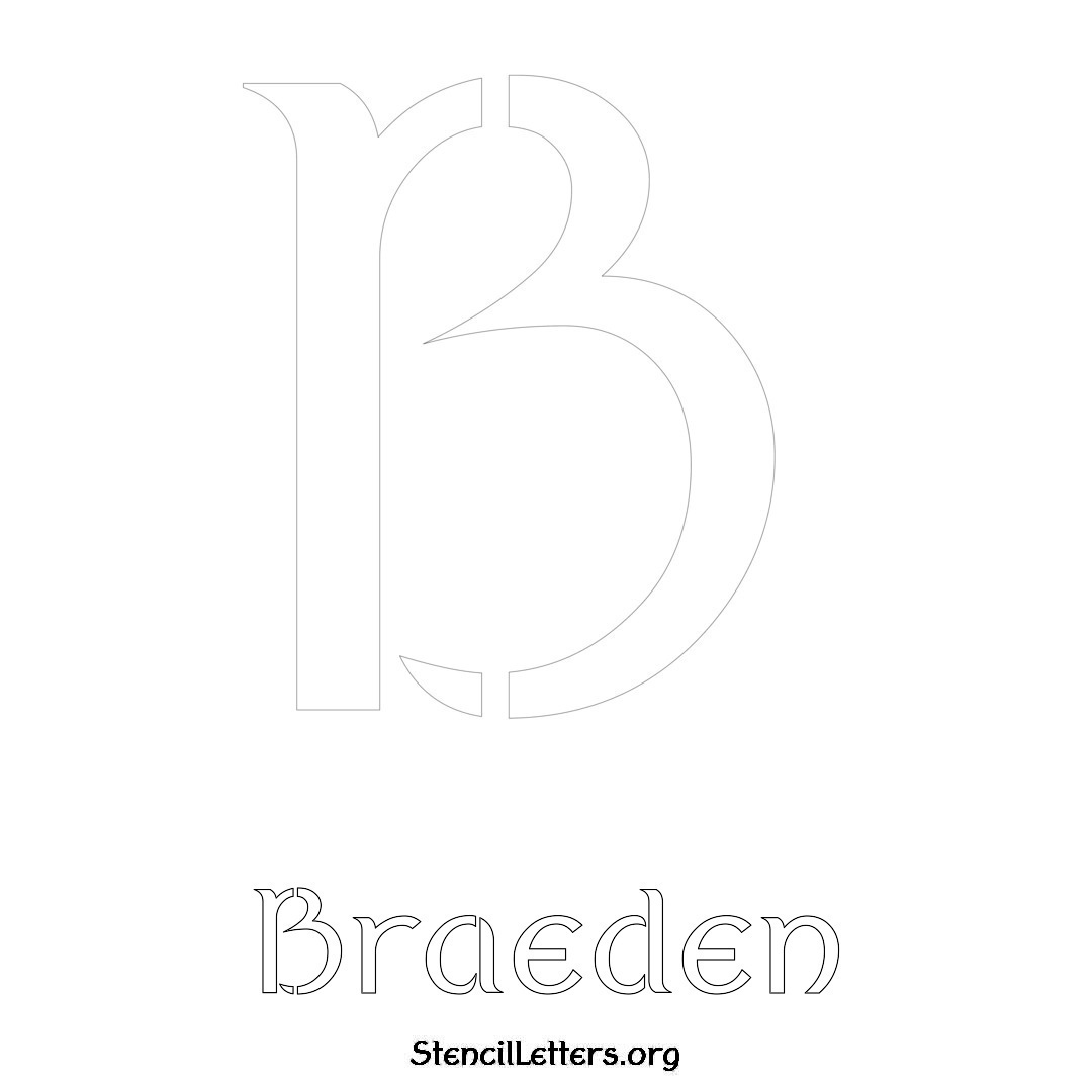 Braeden printable name initial stencil in Ancient Lettering