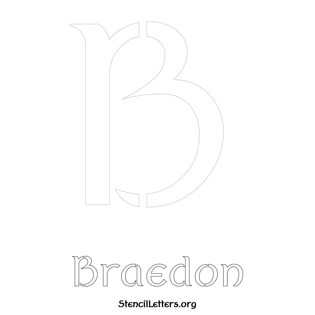 Braedon printable name initial stencil in Ancient Lettering