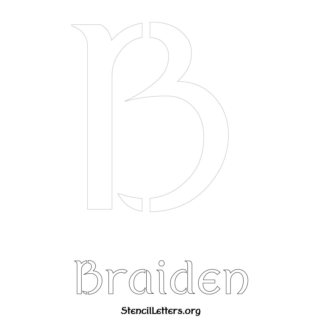 Braiden printable name initial stencil in Ancient Lettering