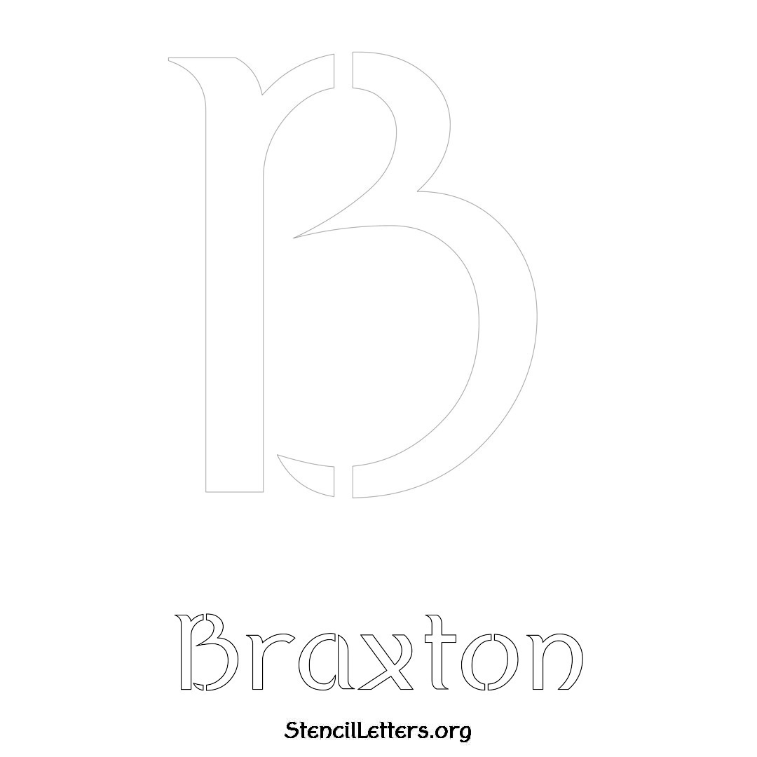 Braxton printable name initial stencil in Ancient Lettering