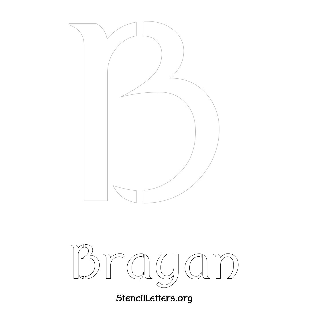 Brayan printable name initial stencil in Ancient Lettering