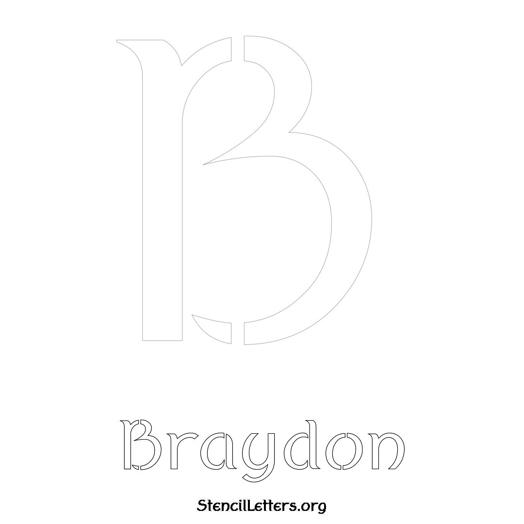 Braydon printable name initial stencil in Ancient Lettering