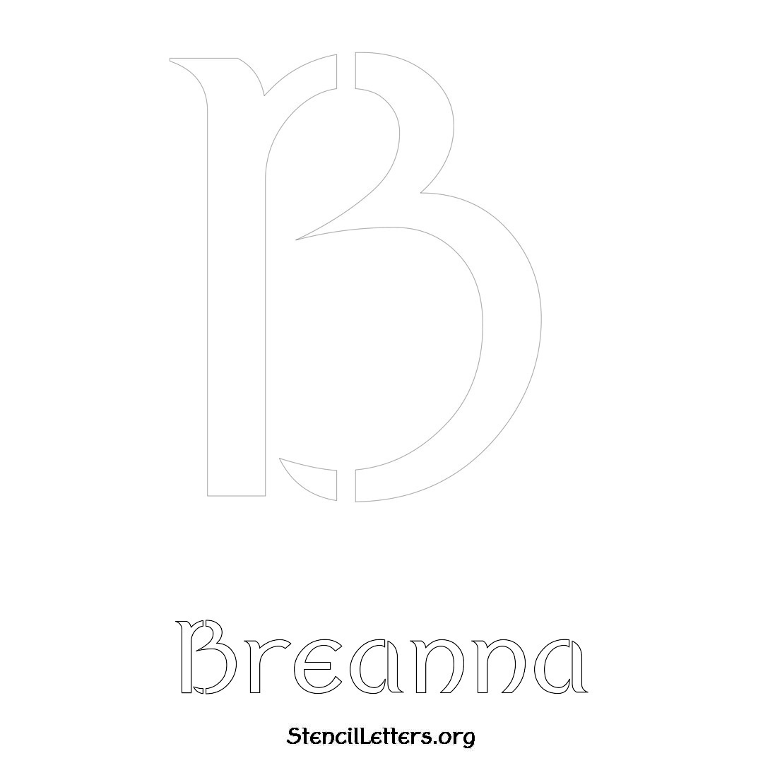 Breanna printable name initial stencil in Ancient Lettering