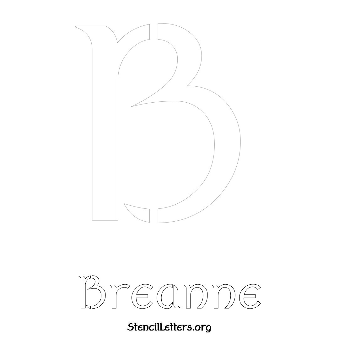 Breanne printable name initial stencil in Ancient Lettering