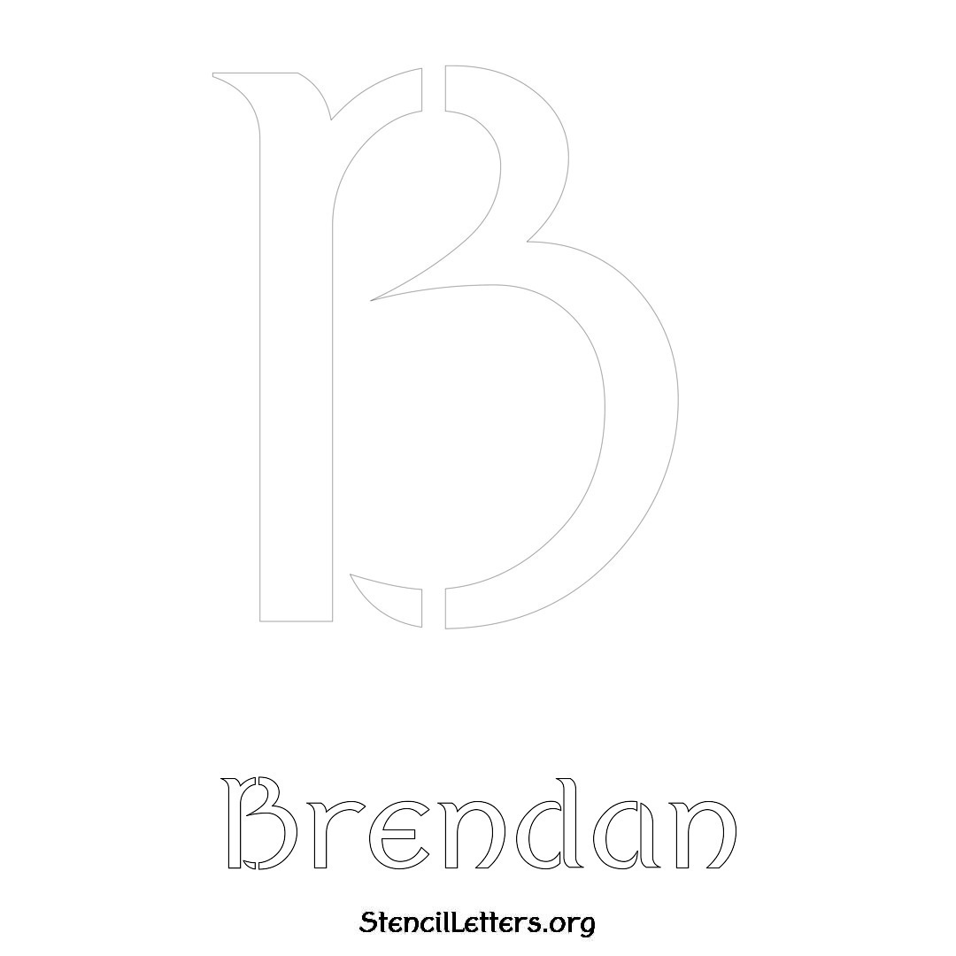 Brendan printable name initial stencil in Ancient Lettering
