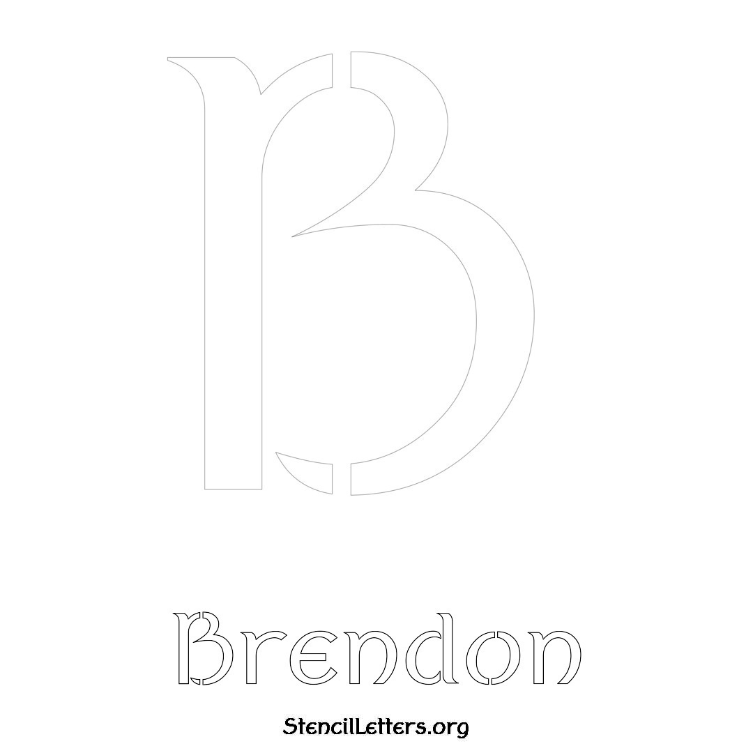 Brendon printable name initial stencil in Ancient Lettering