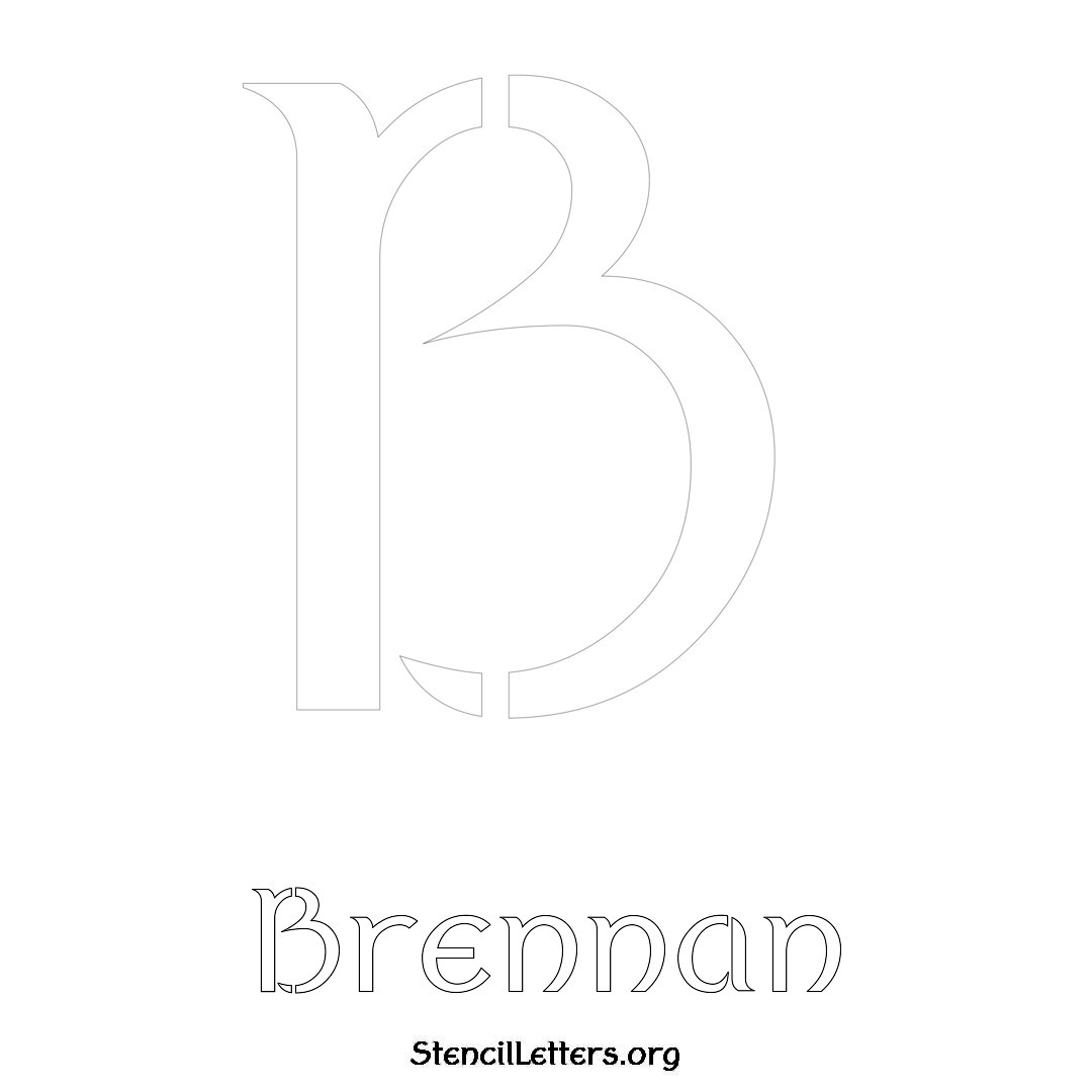 Brennan printable name initial stencil in Ancient Lettering