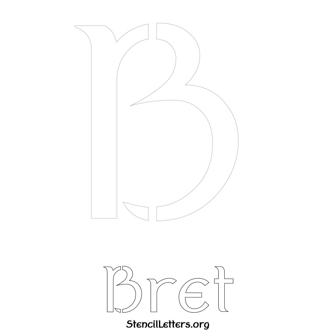 Bret printable name initial stencil in Ancient Lettering