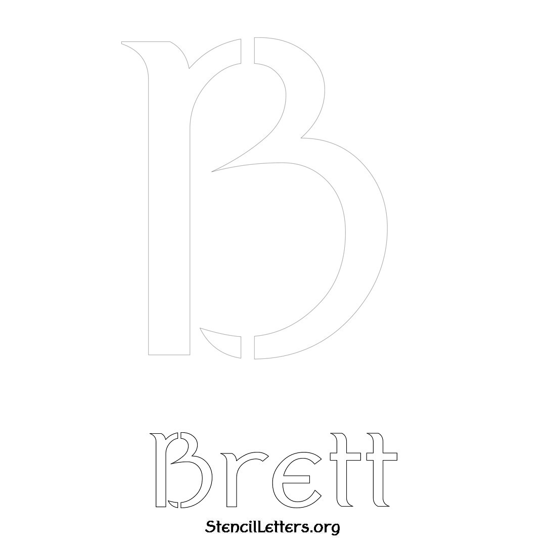 Brett printable name initial stencil in Ancient Lettering