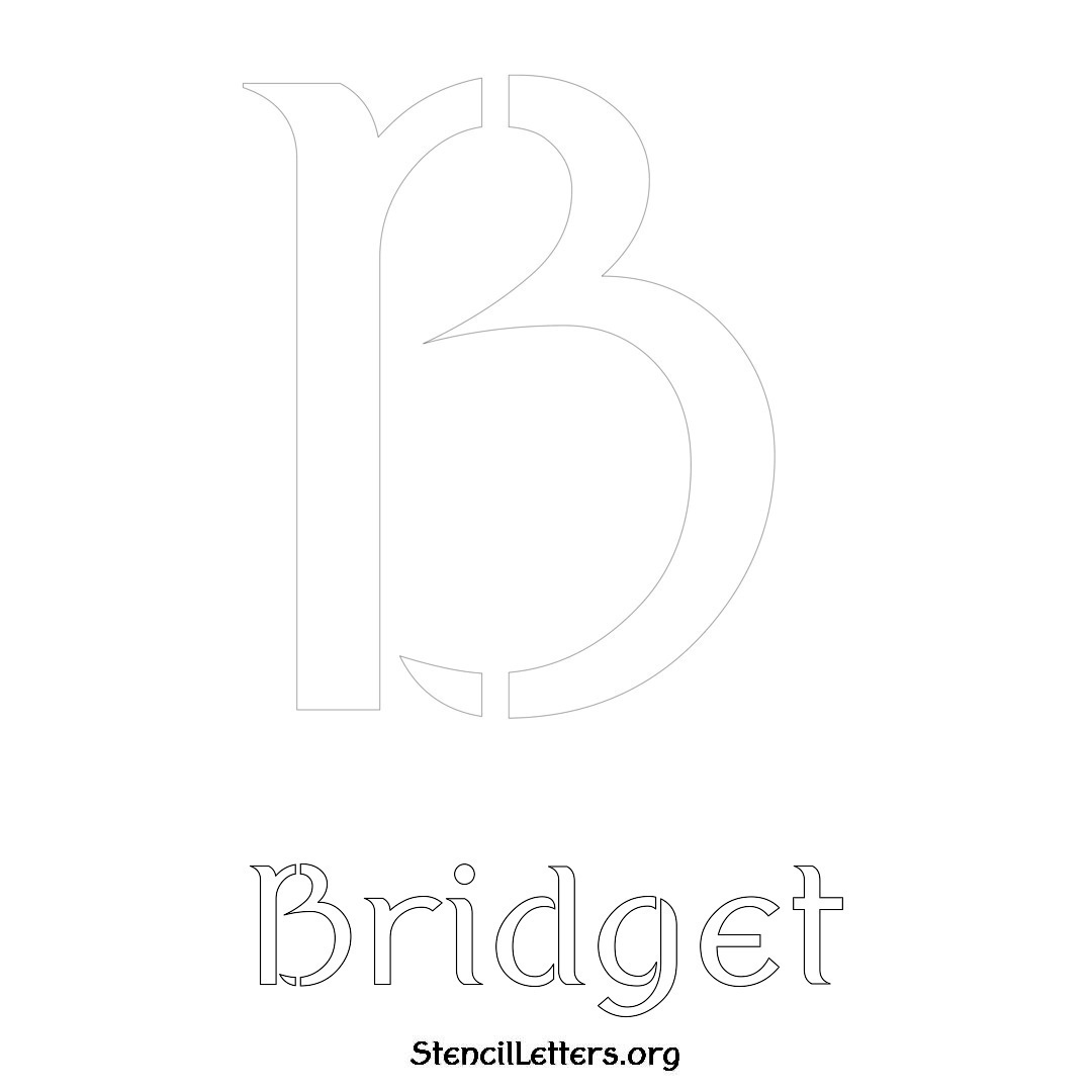 Bridget printable name initial stencil in Ancient Lettering