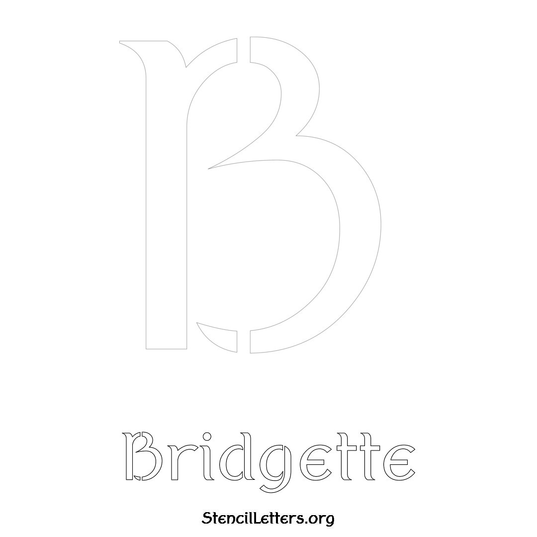 Bridgette printable name initial stencil in Ancient Lettering