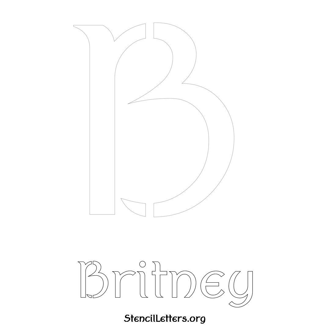 Britney printable name initial stencil in Ancient Lettering