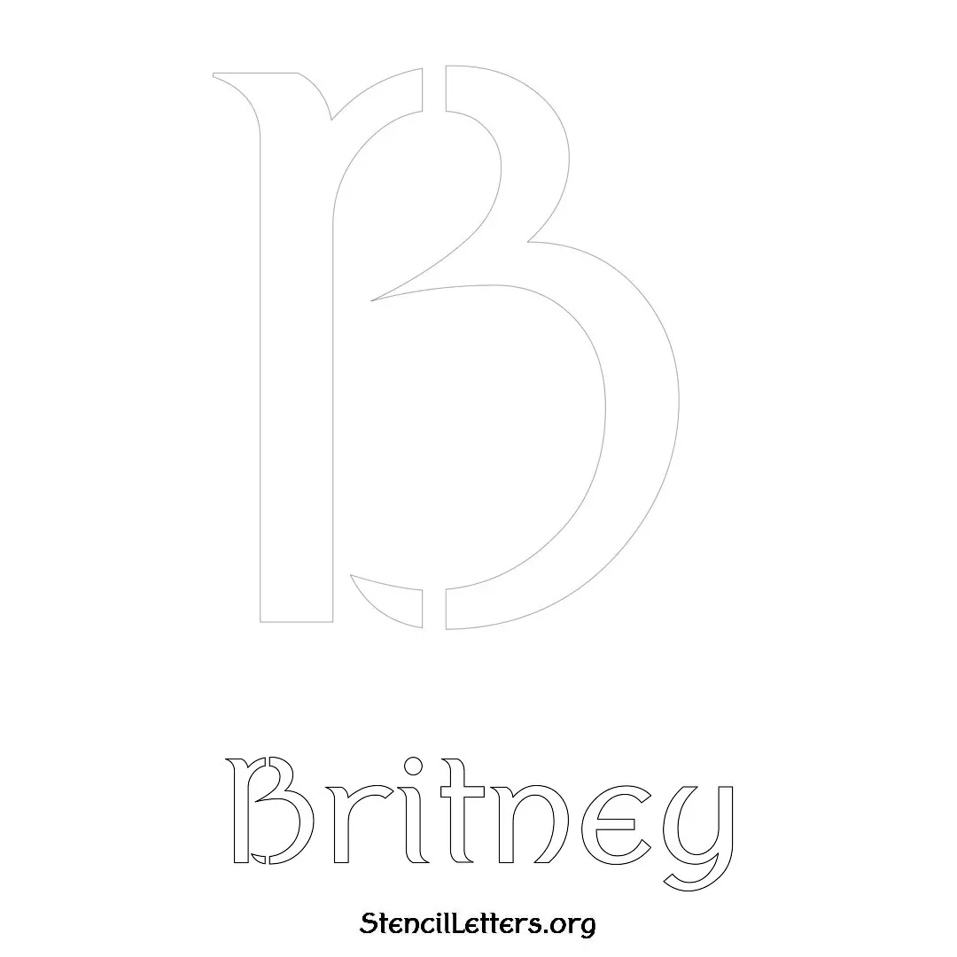 Britney Free Printable Name Stencils with 6 Unique Typography Styles and Lettering Bridges