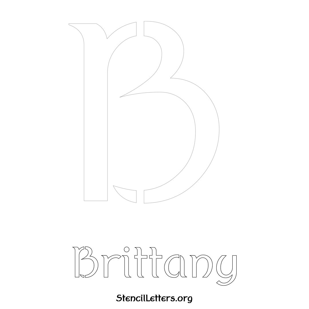 Brittany printable name initial stencil in Ancient Lettering